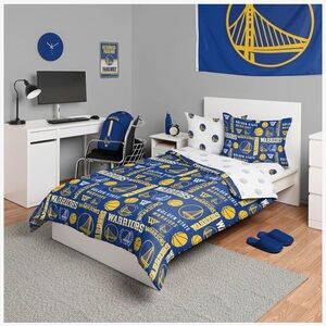 NBA Warriors Blue and Gold Comforter Set New Full